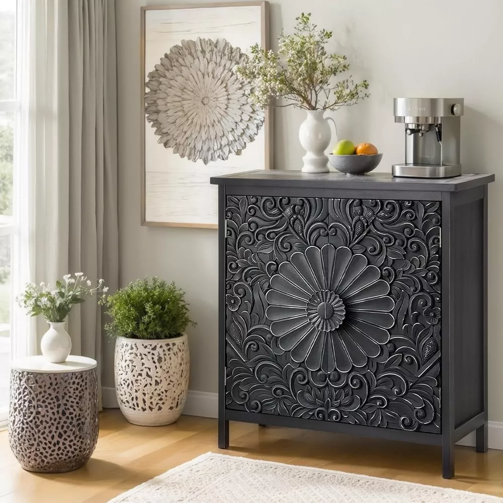 Black Distressed Accent Cabinet: Elevate Your Luxury Living