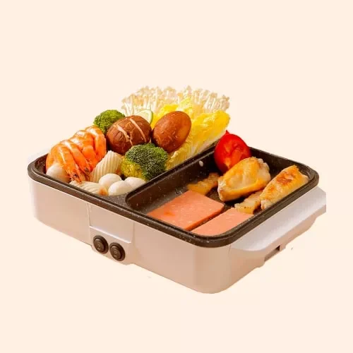 2-in-1 Electric BBQ Grill & Hot Pot with Non-Stick Plate